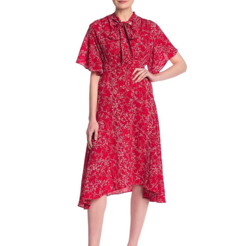 🚫SOLD🚫 Max Studio Red Flutter Sleeve Dress - Picture 2 of 8